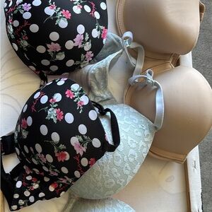 PINK Victoria's Secret Floral Polka Dot and Lace Bra Set